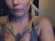 Hot blonde tattooed milf plays with pussy and asshole