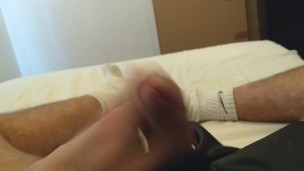 Man cums on plastic skirt