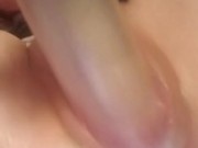 Big toy leads to creamy pussy