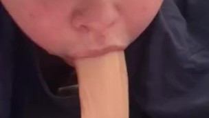 cute femboy virgil sloppy dildo throating 