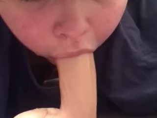 cute femboy virgil sloppy dildo throating