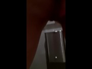 Peeing with the door unlocked because I couldn't figure out how to lock it 13/16