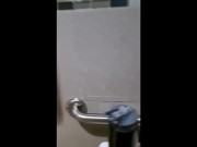 Peeing with the door unlocked because I couldn't figure out how to lock it 2/16