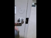 Peeing with the door unlocked because I couldn't figure out how to lock it 4/16