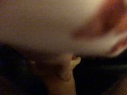 Tight pussy takes big dildo