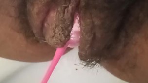 Taking my kegel balls out of my creamy pussy