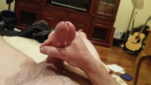 Daddy blows HUGE load while jacking off
