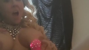 Blonde fucks New hot pink toy