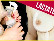 Lactating my breast milk pumping and smearing LACTATION MILKING CLOSE UP