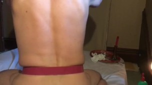 Double ass penetration with gloves breathplay