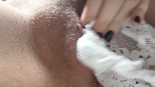 Rubbing my pussy with my panties