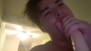 First time attempting to deep throat with dildo