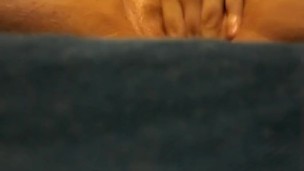 Very wet and sloppy pussy fisting at desk