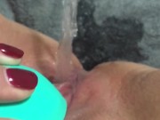 Massive gushing squirt with vibrator