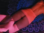 Neon pink stockings footjob and makes me cum twice 7/16