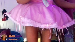 Sissy has to clean her clitty cage with disinfectant and dirty cloth