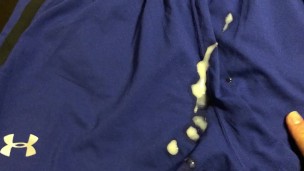 Cuming on my roommate under armour short