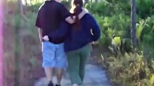 Fucking my chubby wife outside by the lake