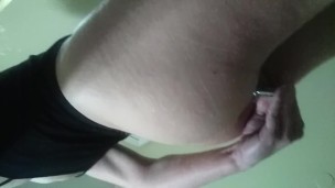 locked up slave faye stretches ass with large plug