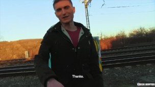  CZECH HUNTER - Slim Dude Found By The Train Tracks Gets His Tight Ass Pounded