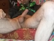 Jacking off with cotton pillowcase. Caught w pants down.