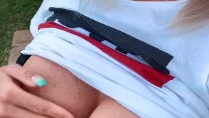 WTF totally horny! Secretly masturbating in the garden - LeoniePur