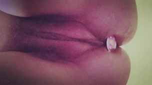 Hairy bbw inserts buttplug while farting and moaning