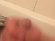 Master pouring piss on his hard cock