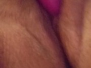 Teen with pink tight pussy masturbates in room creams all over vibrator !
