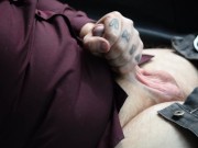 Solo tattoed guy masturbating in car, ALMOST GOT CAUGHT, people drove by me