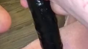 fucking myself with 18 inch black dildo