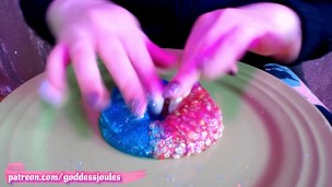 Giantess Nail Tapping Glitter Slime ASMR Whispering Whispers Playful Femdom