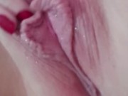 Playing with my wet creamy pussy while the hubby is at work!
