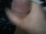 My man stroking his fat cock until he cums