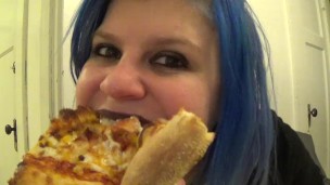 Stoned Goth Girl Eats Pizza