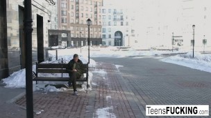 Tattooed teen Tori wears her stockings during sex