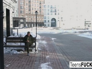 Tattooed teen Tori wears her stockings during sex