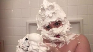 I cover my head in shaving cream