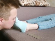 Slave sniffs my socks and sweaty feet - OnlyFans and Fansly: ygfoot 3/16