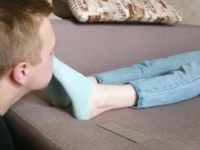 Slave sniffs my socks and sweaty feet - OnlyFans and Fansly: ygfoot 7/16