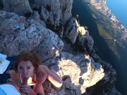 Risky Public fuck on a cliff. Amateur Mia Bandini 15/16