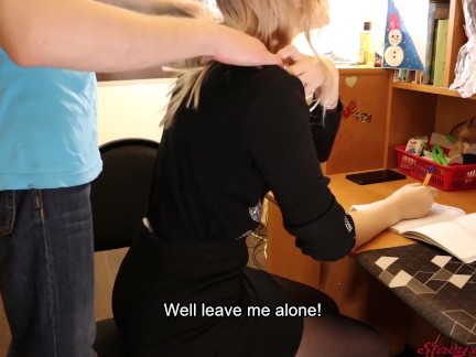 StepBrother Does Not Allow To Study Russian Schoolgirl
