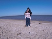 CUTE TEEN ON BEACH WITH WIND 1/16