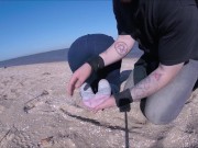 CUTE TEEN ON BEACH WITH WIND 10/16