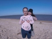CUTE TEEN ON BEACH WITH WIND 2/16