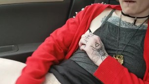 Buzzed Blonde Fucks Themselves in Car in Public