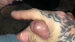 Stretching and yanking my lil dick to cum