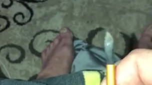 Trying to stuff little penis hole with paint brush