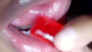 LOOK! She’s on the CANDY with her TONGUE