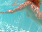 GINGER MERMAID UNDERWATER FOOTJOB POV | Perfect Soles Long Toes Red Nails 2/16